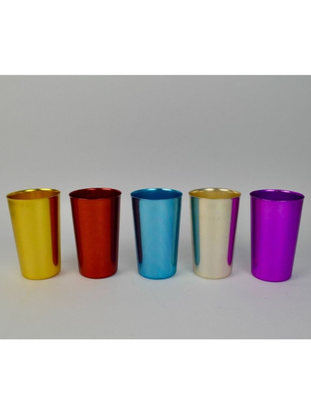 Bascal Italy Aluminum Tumblers Set of 5 Multicolored MCM Mid Century